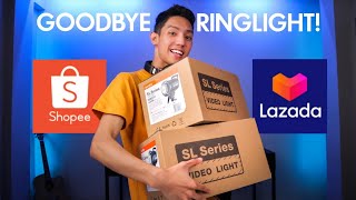 GOODBYE TO MY OLD RINGLIGHT HELLO GODOX SL60W  LAZADA VS SHOPEE HAUL [upl. by Coniah836]