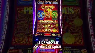 Coin Trio Slot Machine 15 DRAGONS MASSIVE WIN Full Board On 5 Cent [upl. by Esserac]