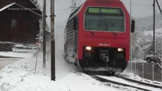 Züge im Schnee SBahn Niederweningen  Oberglatt [upl. by Assener305]