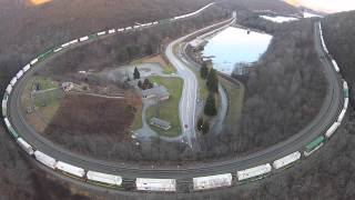 Horseshoe Curve Aerial Video  Full Train Around The Curve Altoona PA [upl. by Woodhouse]