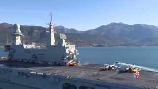 La portaerei Cavour in Montenegro Lelicottero riprende la nave e il panorama [upl. by Archibold849]