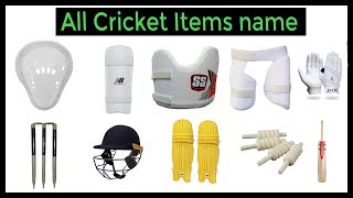 Cricket Equipment Name list with images All Cricket Accessories List of cricket items [upl. by Ynneh]