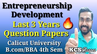 Entrepreneurship Development Last 3 Years Question PapersCalicut University BcomBBA 4th Semester [upl. by Eerized]