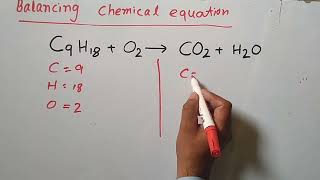 Balancing C9H18O2 CO2H2O  Balancing combustion of C9H18 [upl. by Ferrigno]