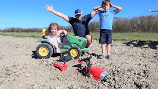 Using tractors to dig our kids tractor from the dirt  Tractors for kids [upl. by Helaine]