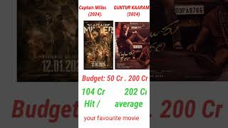 Captain Miller Vs Guntur kaaram movie hits flop shorts cap [upl. by Anoy]