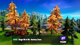 How to Complete Destroy Trees Milestone 170000 XP  Fortnite [upl. by Trisa]