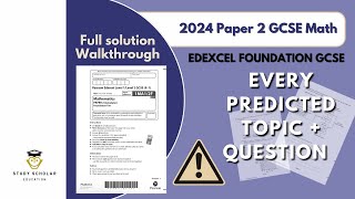 2024 Math Paper 2 GCSE Edexcel  Foundation  Predicted paper walkthrough [upl. by Ainomar]