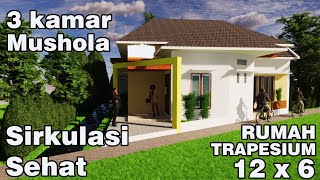 Rumah Modern ditanah Trapesium 12x6 kamar 3 dan mushola [upl. by Nowujalo]