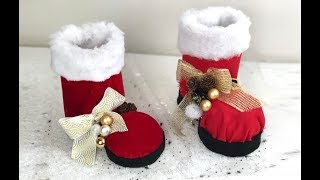 Stivali BABBO NATALE 2 IDEE SEMPLICI  Christmas Santa Claus Boot From Waste Plastic Bottle  DIY [upl. by Eciram411]