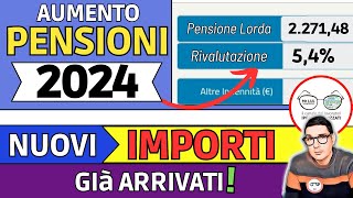 AUMENTO PENSIONI 2024 📈 TUTTI I NUOVI IMPORTI da GENNAIO ANTEPRIMA INPS ➜ VERIFICA TABELLA AUMENTI [upl. by Marlowe597]