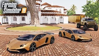 FS19 PURCHASING TWO NEW LAMBORGHINI AVENTADORS 420000  ALL GOLD VEHICLES [upl. by Trabue265]