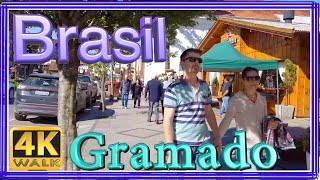 【4K】WALK GRAMADO Rio Grande do Sul Serra Gaucha Brasil  walking tour along Borges de Medeiros Ave [upl. by Solim]