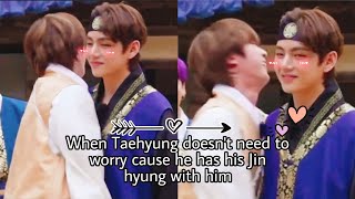 TaejinJinV When Taehyung doesnt need to worry cause he has his Jin Hyung with him 🥺 [upl. by Anerehs]