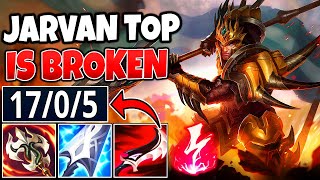 YOU HAVE TO TRY JARVAN TOP THIS BUILD DESTROYS TOP LANE WHAT IS THAT DAMAGE  League of Legends [upl. by Jarvey428]