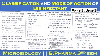 classification and mode of action of disinfectant  Part3 Unit3  Microbiology  B Pharma 3rd sem [upl. by Aveline]