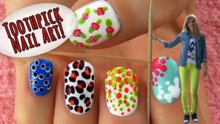 Toothpick Nail Art 5 Nail Art Designs amp Ideas Using Only a Toothpick [upl. by Ellenoj831]