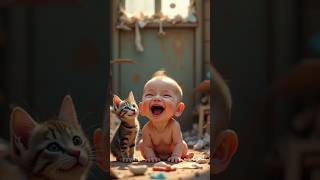 Kitten 😺found a baby👶 in garbagecutefunny viralshortstredingshorts [upl. by Mcconaghy]