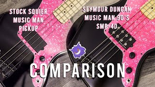 Seymour Duncan SMB4D Comparison Squier Jaguar Bass Stock Pickup [upl. by Rip847]