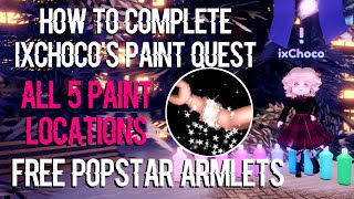 How To Complete Paint Quest ALL 5 Paint LOCATIONS For FREE Popstar Armlets Royale High Update 2022 [upl. by Atiuqcir565]