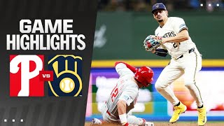 Phillies vs Brewers Game Highlights 91824  MLB Highlights [upl. by Ynney]