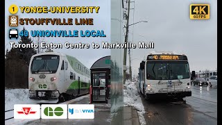 TTC GO amp YRT POV Walk Toronto Eaton Centre to Markville Mall Via Centennial GO Station [upl. by Noid864]