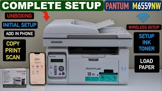 Pantum M6559NW Setup Install Ink Toner Wireless Setup Using iPhone Copy Print amp Scan Test [upl. by Wanyen]