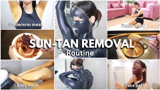 My Realistic SUN TAN Removal Routine  detan  mask skin whitening drink body mask  Gulguli Singh [upl. by Liris941]