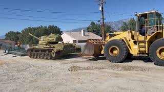 Moving the M48 Patton tank onto the trailer [upl. by Landis885]