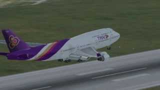 FSX  Thai Airways Boeing 747400  Landing  Takeoff at ZurichKloten Airport [upl. by Atews56]