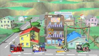 Super Smash Brothers Brawl  4 Player Random Battle in Onett [upl. by Aelyk]