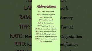 Abbreviations and Their Meanings english vocabulary shorts shortvideo [upl. by Atinal]