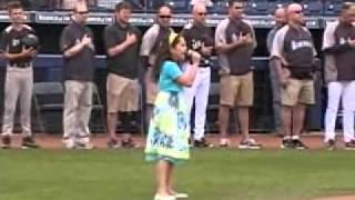 10 Year Old With AMAZING VOICE Sings The National Anthem at a 2011 MLB Spring Training Game [upl. by Aleksandr]