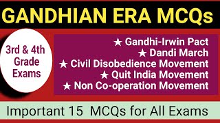 GANDHIAN ERA MCQs  Top 15 MCQs on Mahatma Gandhi gandhi gk indianhistory grade3 adre grade4 [upl. by Anoerb]