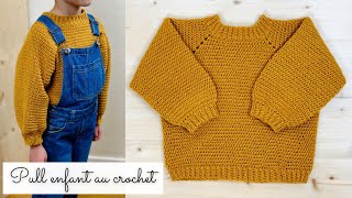 Comment faire un pull enfant au crochet 🧶 Modèle FACILE Toutes tailles 🧶 Tuto Elana Lou Passion [upl. by Haye]