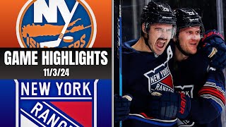 New York Rangers vs New York Islanders  Game Highlights  11324 Game 11 [upl. by Sontich130]