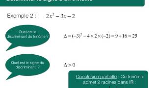 Déterminer le signe dun trinôme du second degré [upl. by Adniuqal]