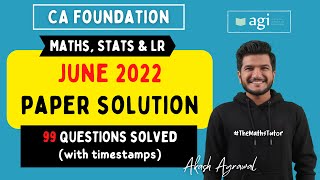 4 CA Foundation Maths Stats June 2022 Paper Solution  CA Foundation Maths Stats LR  Akash Agrawal [upl. by Argela]