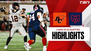 BC Lions vs Montreal Alouettes  CFL HIGHLIGHTS [upl. by Hsur180]