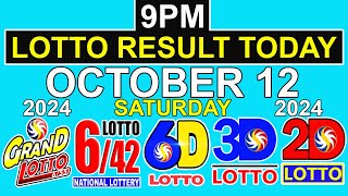 9pm Lotto Result Today October 12 2024 PCSO [upl. by Ennayram]