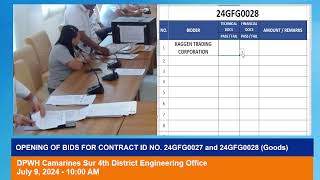 Procurement Livestream of DPWH Camarines Sur 4th DEO on July 9 2024 [upl. by Saloma]