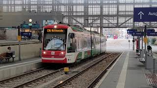 City Bahn Tram Chemnitz Umschaltung von Elektro auf Diesel und Ausfahrt Hauptbahnhof [upl. by Gisela]