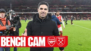 BENCH CAM  Arsenal vs West Ham 31  The goals action reactions amp more from Emirates Stadium [upl. by Assiluj]