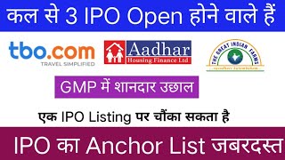 TBO Tek Limited IPO  Aadhar Housing Finance IPO  Anchor List  TGIF Agribusiness IPO [upl. by Aicad]