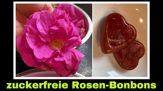 zuckerfreie Rosenblüten Bonbons Rezept  Rosenbonbons  Selbstversorgung Süßigkeiten [upl. by Ahcsim42]