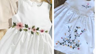 White frocks for 1013 year girlswhite embroidery dresses [upl. by Nrublim671]