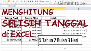 Cara Menghitung Selisih Tanggal di Excel  Tips amp Trik Excel Gemini Tube [upl. by Zeta]