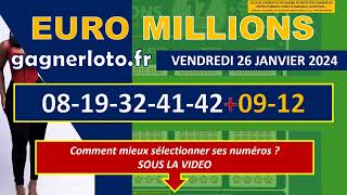 EUROMILLIONS COMBINAISON GAGNANTE VENDREDI 26 JANVIER 2024 [upl. by Yenhoj]