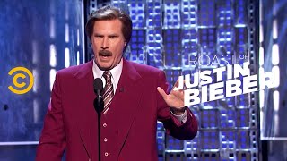 Roast of Justin Bieber  Ron Burgundy  A StarStudded Evening  Uncensored [upl. by Anek]