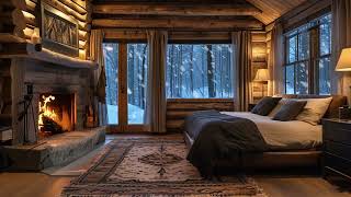 Relaxing Fireplace Cabin Ambience丨Crackling Fireplace Sounds amp Winter Relaxing Snow for Deep Sleep [upl. by Sadnalor]